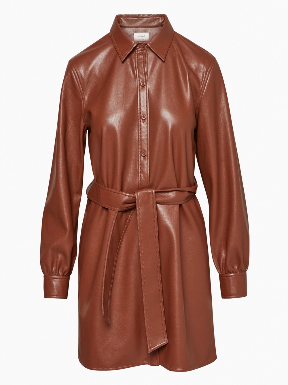 Aritzia vegan leather coat Chocolate Long Sleeve Dress
